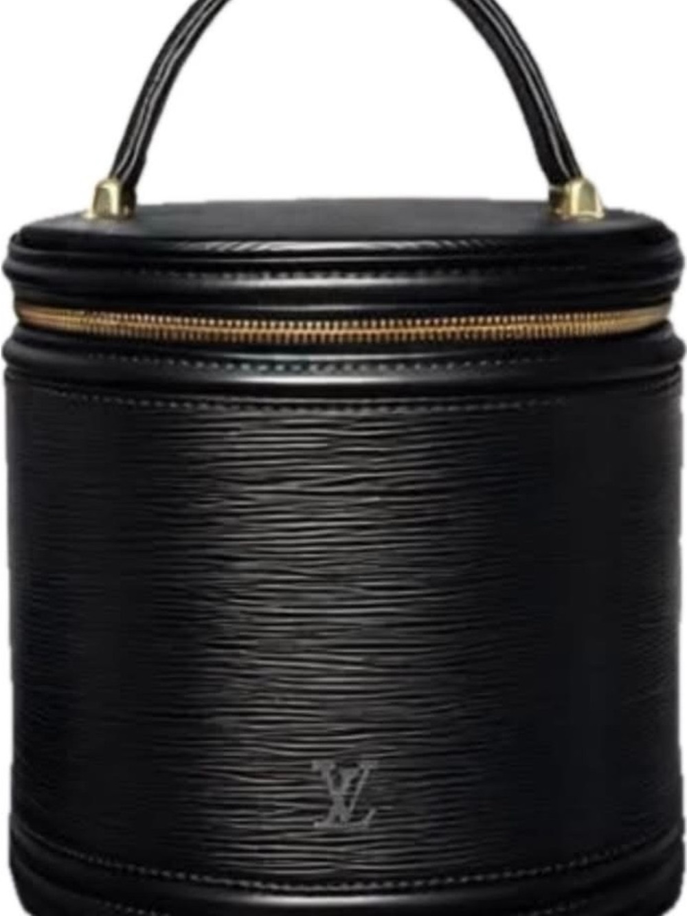 Louis Vuitton Black Epi Leather Round Vanity Case with Gold Hardware